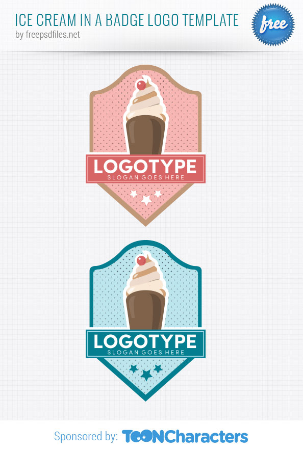 Ice cream in a badge logo template