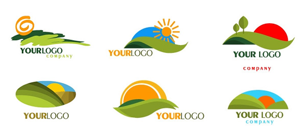 Green Mountain Logo Templates with Rising Sun