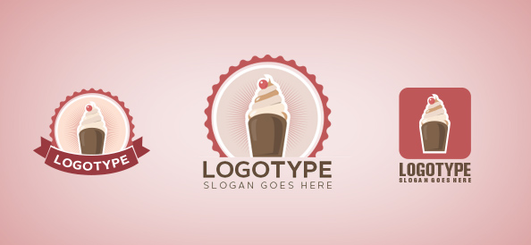 Ice Cream in a Circle Logo Template