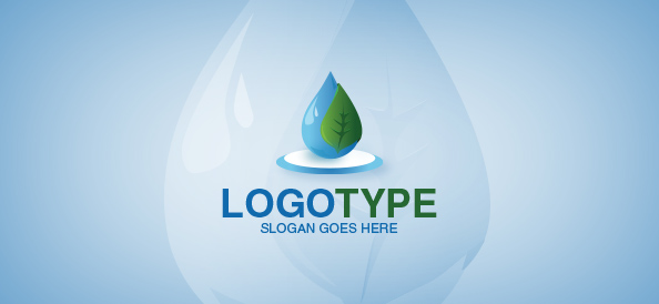 Water Drop with Leaf Logo Template