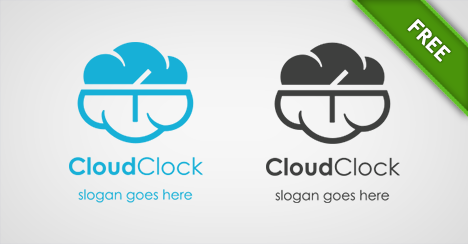 Cloud Clock Logo Template - Free Logo Design Templates